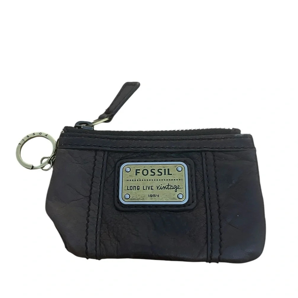 Fossil Brown Lamb Leather Coin Purse Keyring